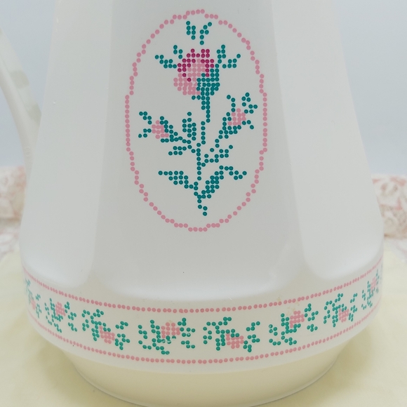 Clearout Item Vintage Thermos Carafe Rose Needlepoint Print - Picture 6 of 13